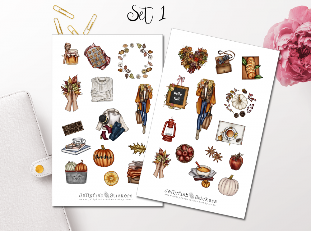 Herbst Mädchen Sticker Set